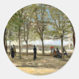 Pegatina Redonda Terraza en los jardines de Luxemburgo (1886) Arte 