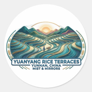 PEGATINA REDONDA TERRAZAS DE ARROZ DE YUANYANG