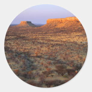 Pegatina Redonda Terrazas de Ugab, distrito de Khorixas, Namibia