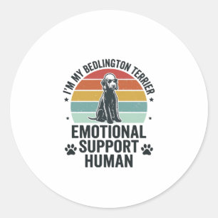 Pegatina Redonda Terrier de Bedlington de Apoyo Emocional Humano Vi