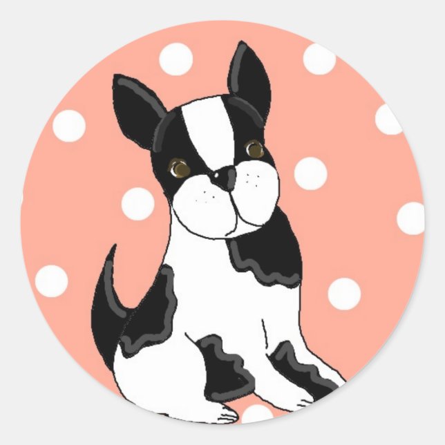 Pegatina Redonda Terrier de Boston (Anverso)