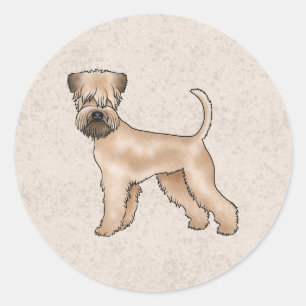 Pegatina Redonda Terrier de Trigo Irlandés Cute Perro Beige