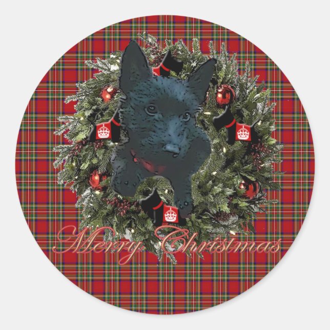 Pegatina Redonda Terrier escocés (Anverso)