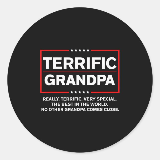 Pegatina Redonda Terrific Grandpa - Funny Donald Trump Campaign Sty (Anverso)