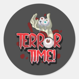 Pegatina Redonda Terror Time Zombie Hand con Ojos