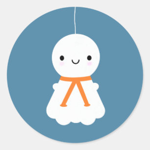 Pegatina Redonda Teru Teru Bozu - Muñecas japonesas Kawaii