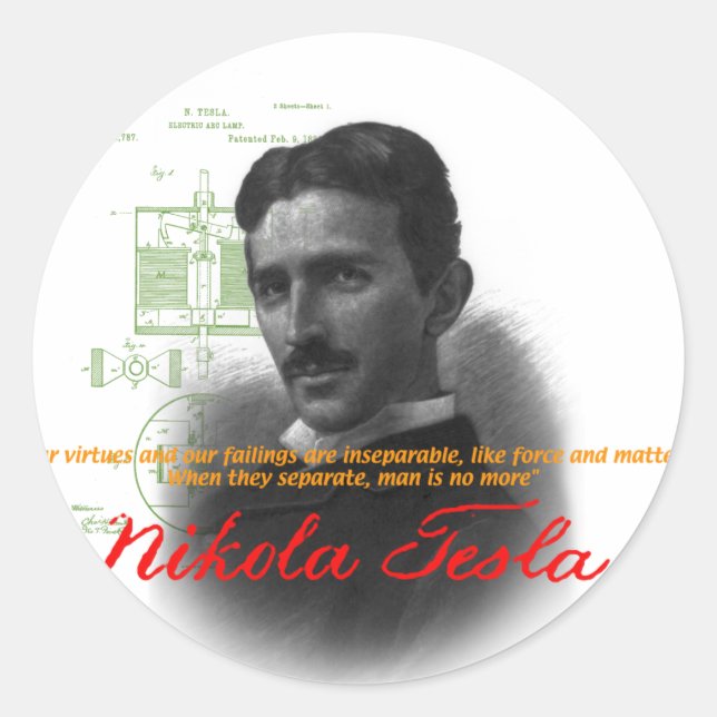 Pegatina Redonda Tesla (Anverso)