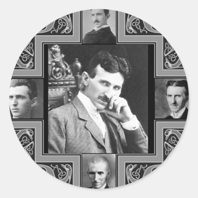 Pegatina Redonda Tesla Coil (Anverso)