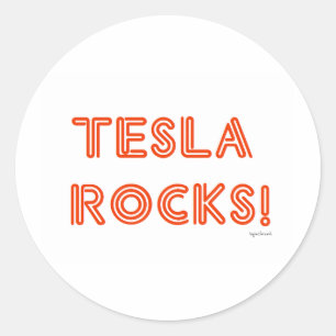 Pegatina Redonda ¡Tesla Rocks!