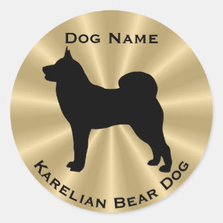 Pegatina Redonda Tesoro nacional finlandés Perro de oso Karelian