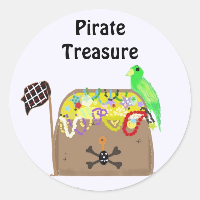 Pegatina Redonda Tesoro Pirata (Anverso)