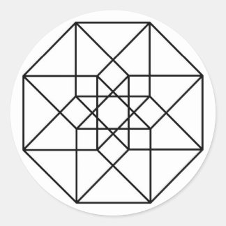 Pegatina Redonda Tesseract (contorno negro)