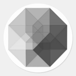 Pegatina Redonda Tesseract (escala de grises)