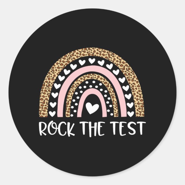 Pegatina Redonda Test Day Rock El profesor de pruebas Rainbow Leopa (Anverso)