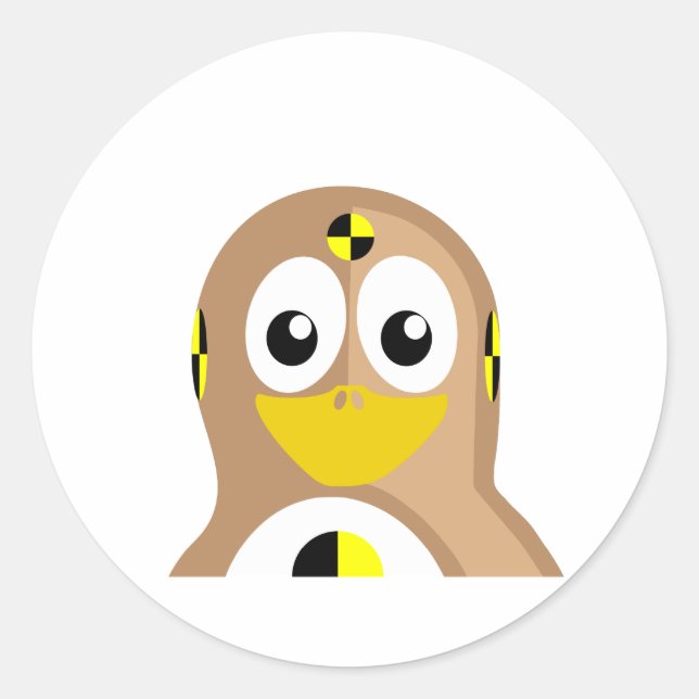 Pegatina Redonda Test de choque Pingüino (Anverso)