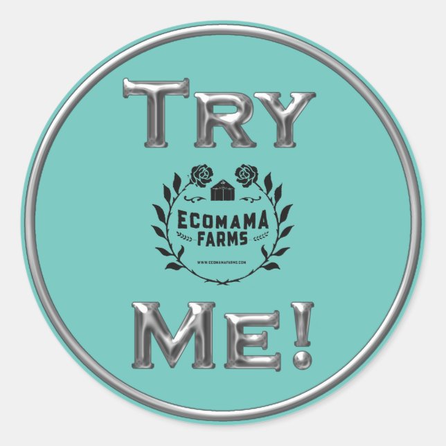 Pegatina Redonda Test Me Logo Mint Product Tester Ejemplo Contenedo (Anverso)