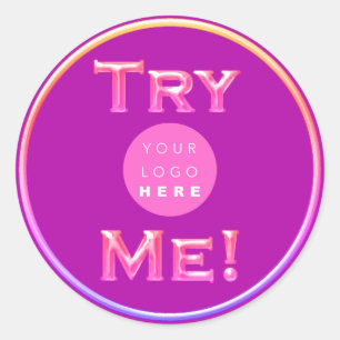 Pegatina Redonda Test Me Logo Tester Ejemplo Pink Small Business