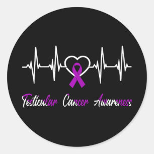 Pegatina Redonda Testicular Cáncer Conciencia Guerrero Palpitacione