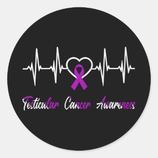 Pegatina Redonda Testicular Cáncer Conciencia Guerrero Palpitacione