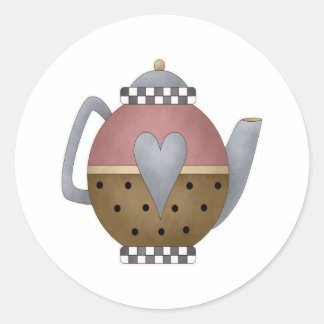 Pegatina Redonda Tetera