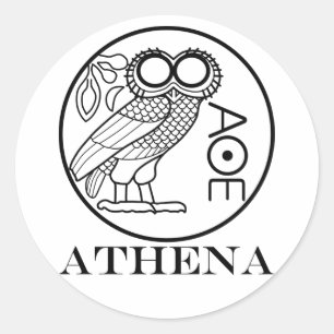 Pegatina Redonda Tetradrachm de búho de Athena (Engravers Font)