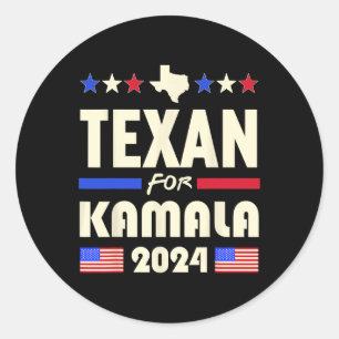Pegatina Redonda Texan de la campaña de Kamala 2024 Patriotas Demóc
