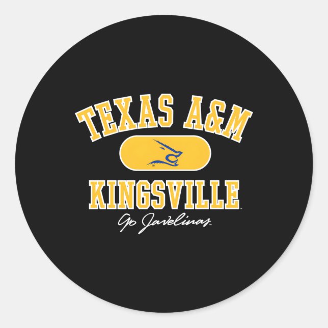 Pegatina Redonda Texas Am Kingsville Javelinas Varsity Blue (Anverso)