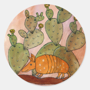 Pegatina Redonda Texas Armadillo