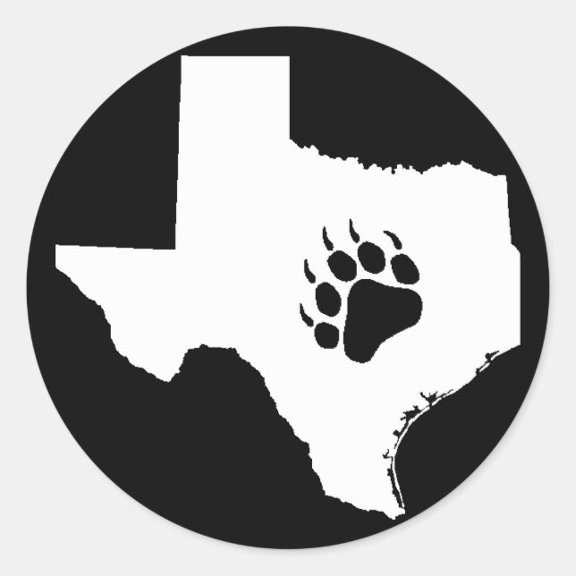 Pegatina Redonda Texas Bear Paw (Anverso)