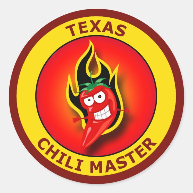 PEGATINA REDONDA TEXAS CHILI MASTER (Anverso)