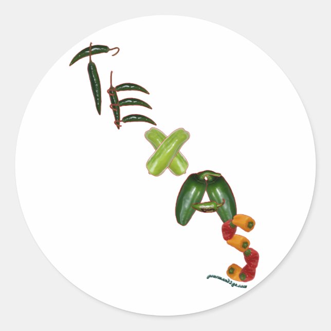 Pegatina Redonda Texas Chili Peppers (Anverso)