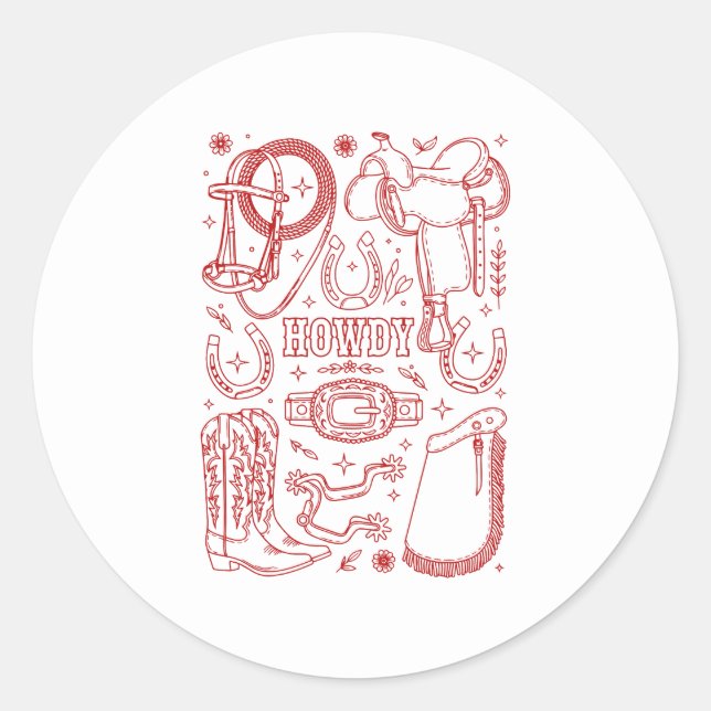 Pegatina Redonda Texas Cowboy Pack (Anverso)