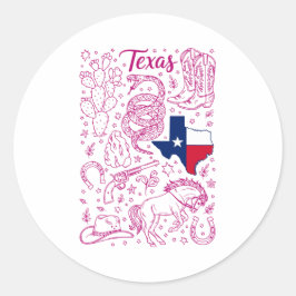 Pegatina Redonda Texas Cowboy Pack Western Vibes