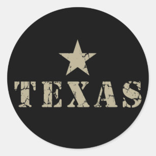 Pegatina Redonda Texas, el estado de la estrella solitaria