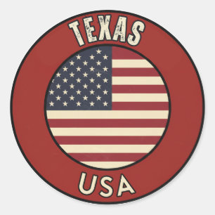 Pegatina Redonda Texas Estados Unidos de América