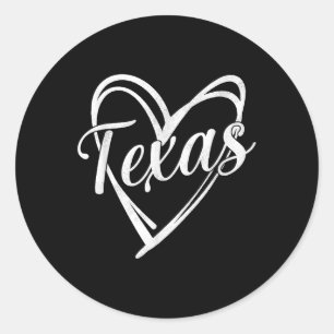 Pegatina Redonda Texas Heart Name Design Retro Style Graphical Men 