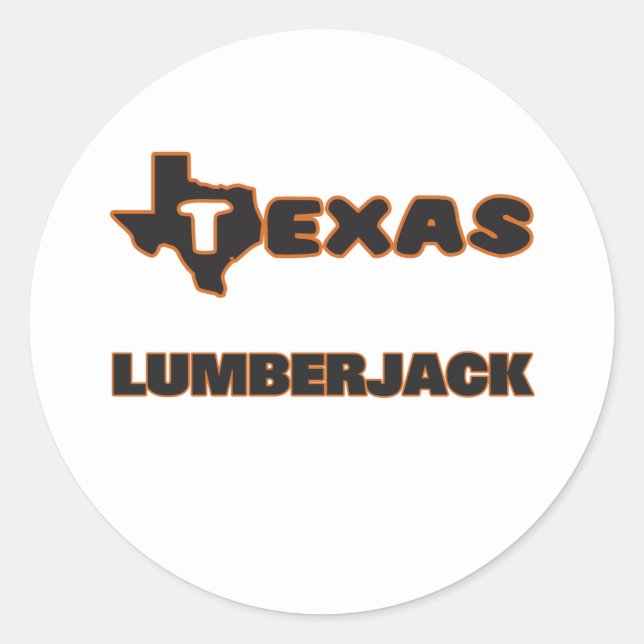 Pegatina Redonda Texas Lumberjack (Anverso)