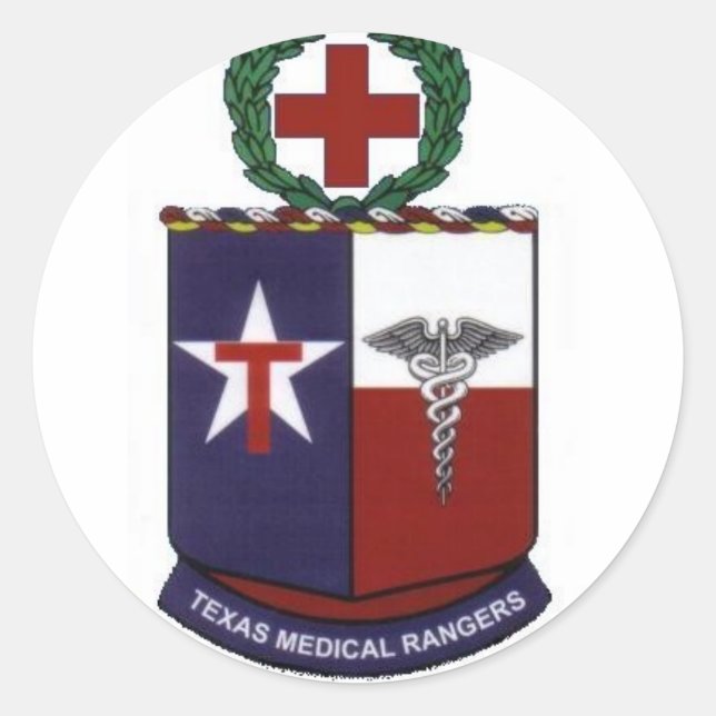 Pegatina Redonda texas medicas Rangers recta redonda (Anverso)