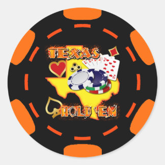 PEGATINA REDONDA TEXAS NEGROS Y NARANJOS LOS MANTIENEN CHIP DE POKE