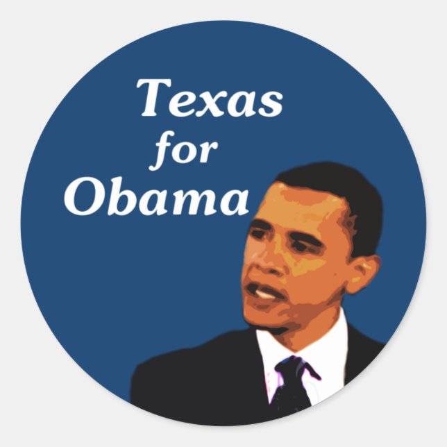 Pegatina Redonda Texas para Barack Obama (Anverso)