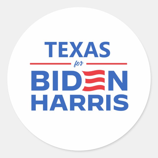 Pegatina Redonda Texas para Biden Harris (Anverso)