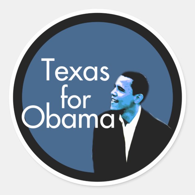 Pegatina Redonda Texas Para Obama (Anverso)