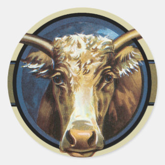 Pegatina Redonda Texas Steer Longhorn