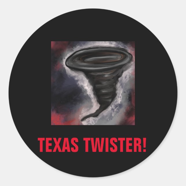 PEGATINA REDONDA TEXAS TWISTER (Anverso)