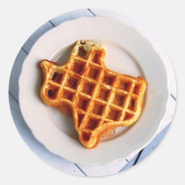 Pegatina Redonda Texas Waffle (Anverso)
