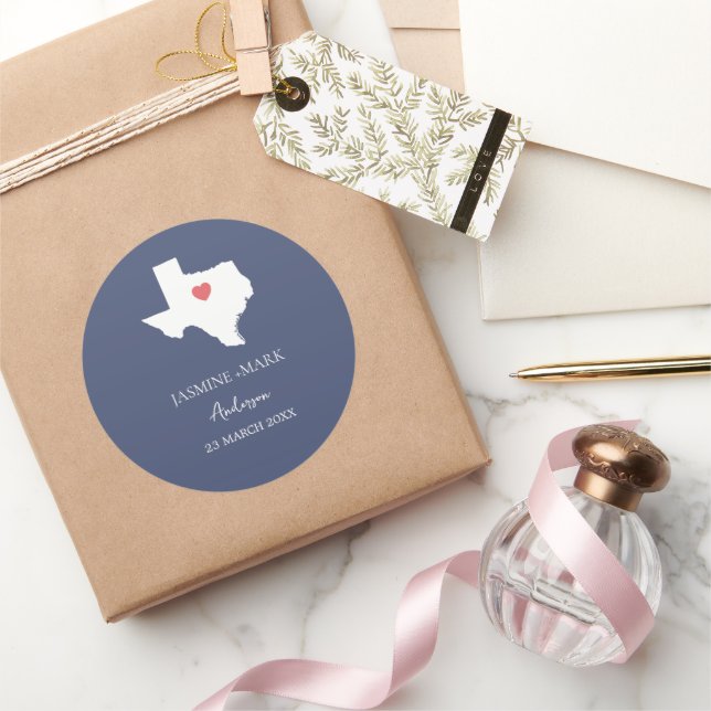 Pegatina Redonda Texas Wedding Party Custom  (Regalar)