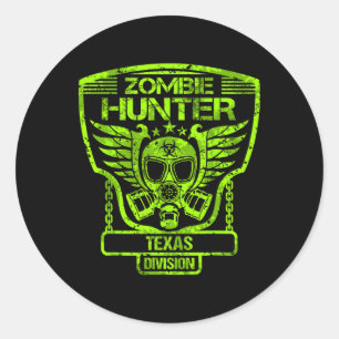Pegatina Redonda Texas Zombie Hunter