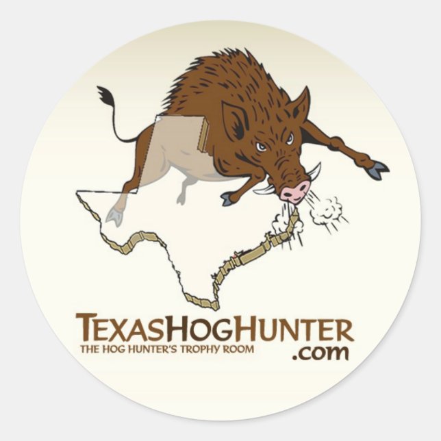 Pegatina Redonda TexasHogHunter.com Sticker (Anverso)