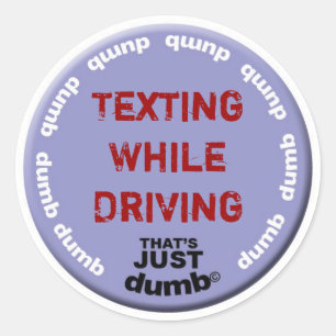 Pegatina Redonda Texting mientras que conduce
