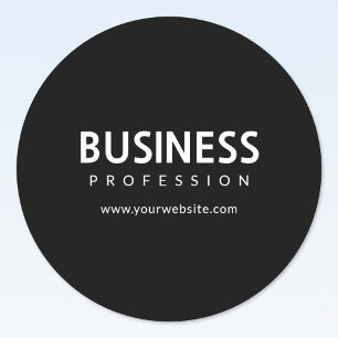 Pegatina Redonda Texto blanco simple y moderno sobre negro